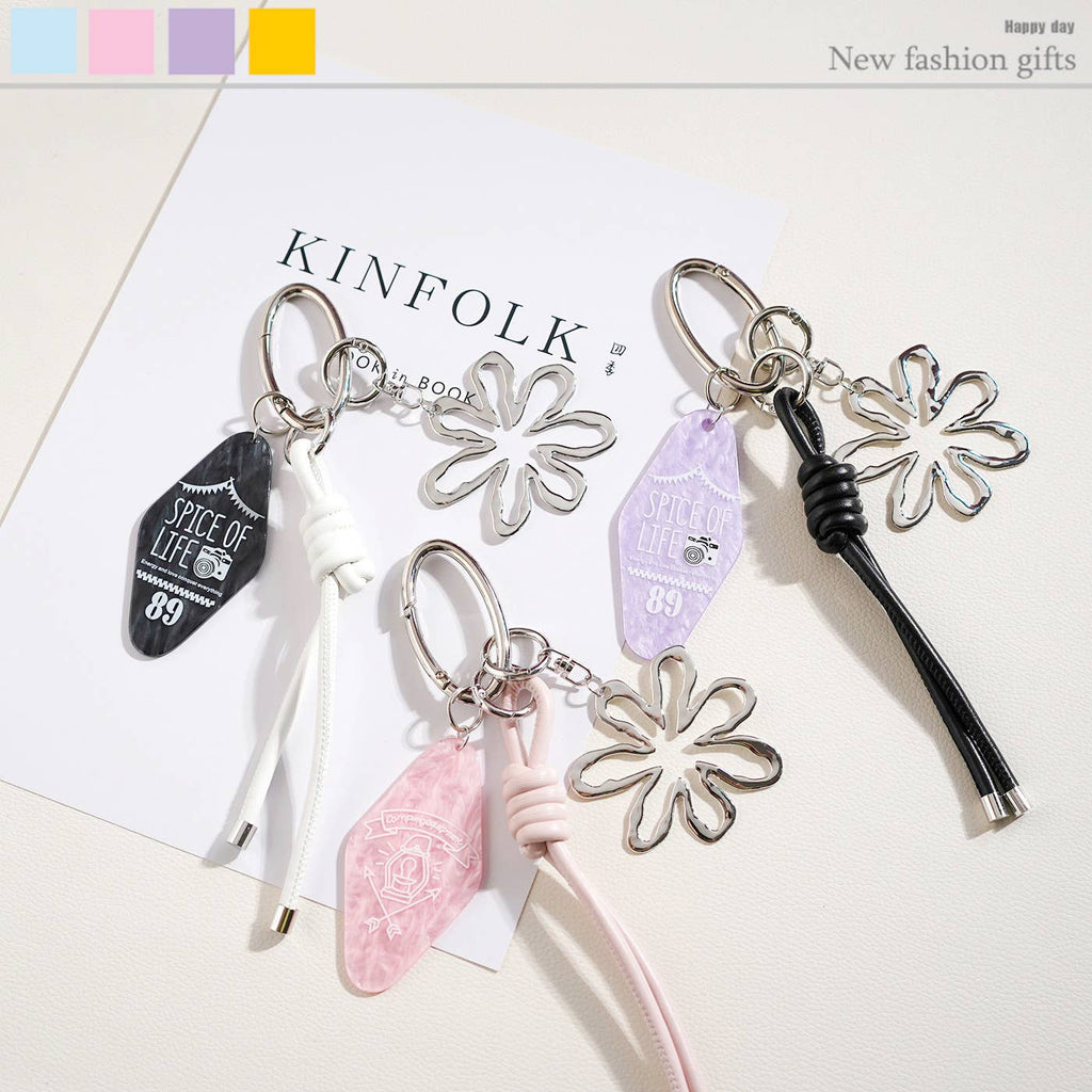 Flower Charm Corded Bag Keychain
