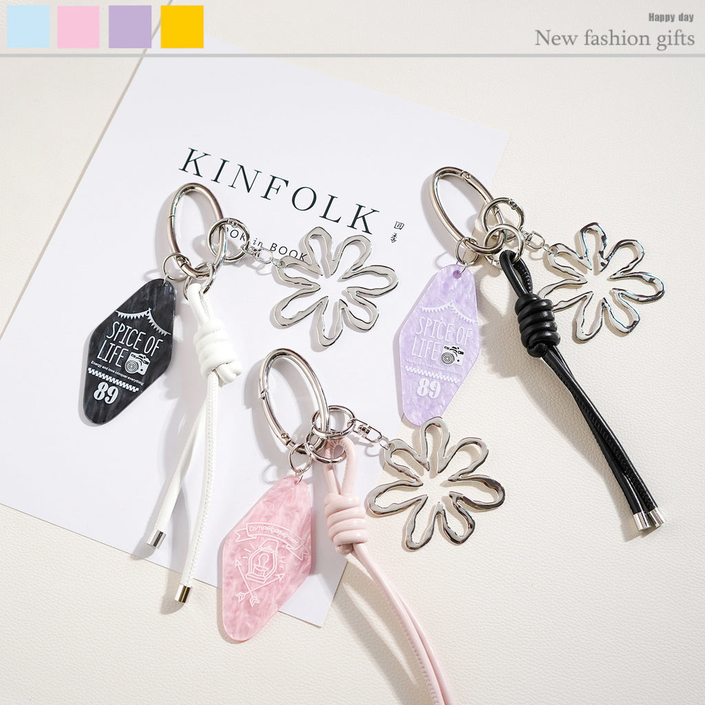 Flower Charm Corded Bag Keychain - view 1