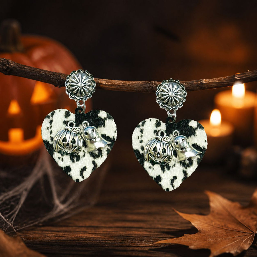 Cow Print Western Halloween Dangle Earrings - NO-1