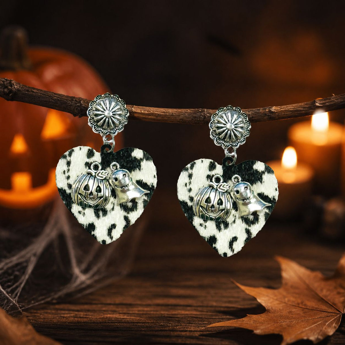 Cow Print Western Halloween Dangle Earrings - NO-1