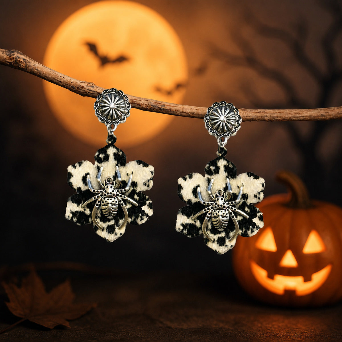 Cow Print Western Halloween Dangle Earrings - NO-2