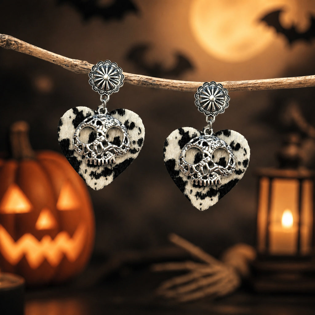 Cow Print Western Halloween Dangle Earrings - NO-3