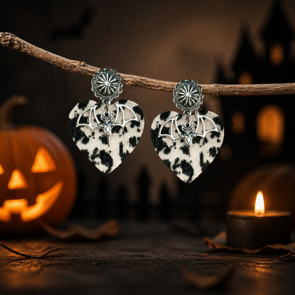 Cow Print Western Halloween Dangle Earrings - NO-4