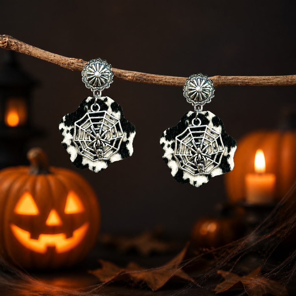 Cow Print Western Halloween Dangle Earrings - NO-6