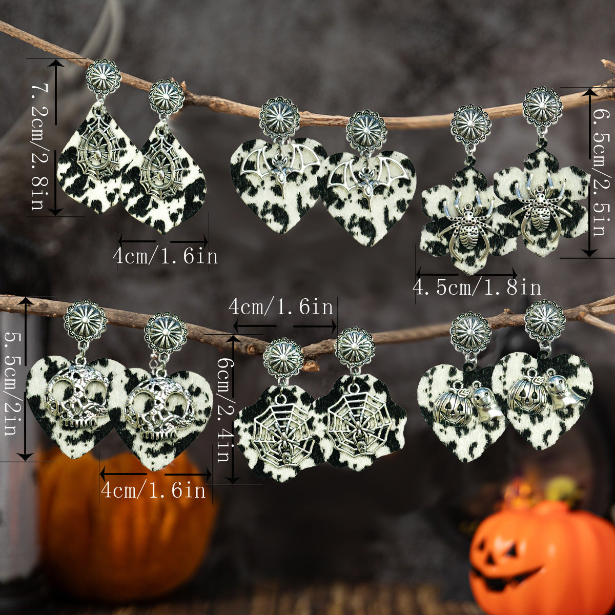 Cow Print Western Halloween Dangle Earrings