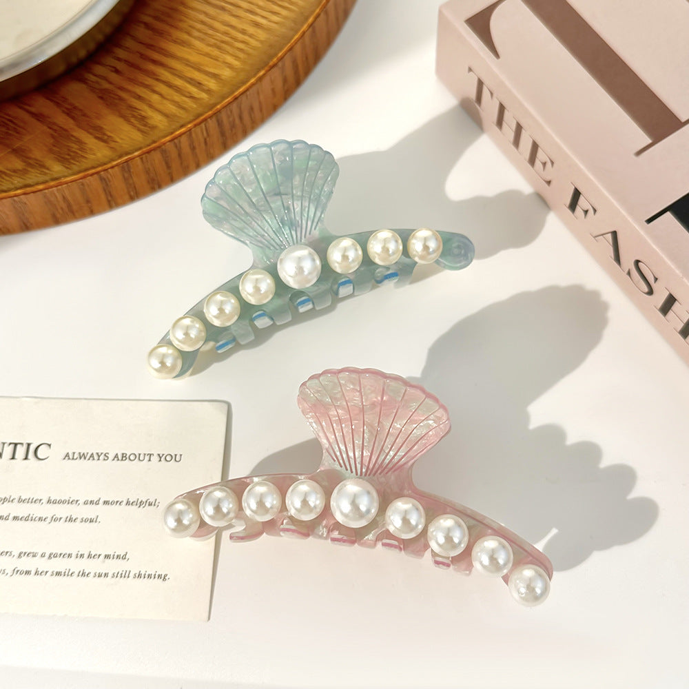 Shell Pearl Trim Acetate Hair Claw