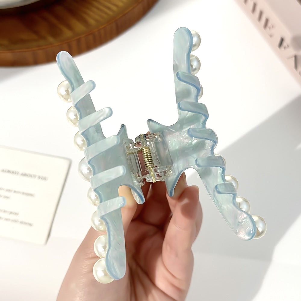 Shell Pearl Trim Acetate Hair Claw - view 2
