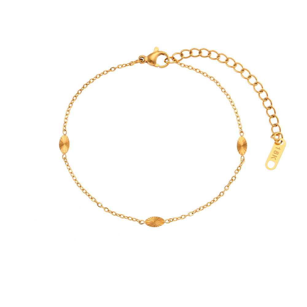 Dainty Motif Station Fine Chain Bracelet - Ellipse