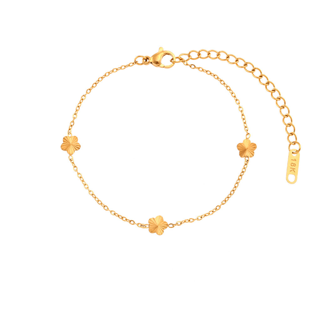 Dainty Motif Station Fine Chain Bracelet - Flower