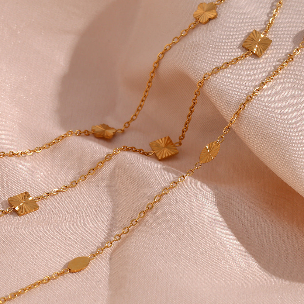Dainty Motif Station Fine Chain Bracelet