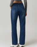 Distressed Raw Hem Straight Leg Jeans - Blue