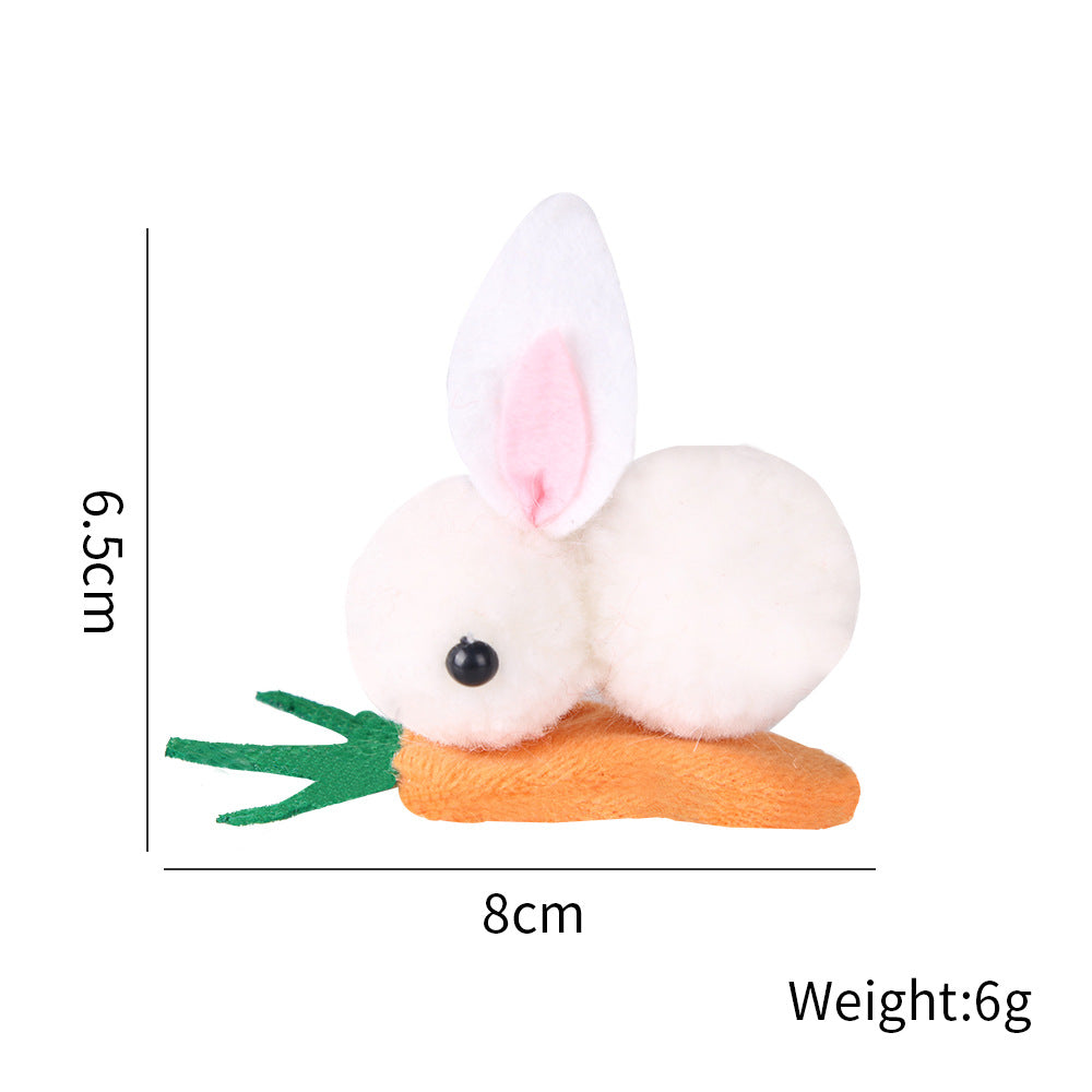 Fluffy Pom Bunny Duckbill Hair Clip - Color_1