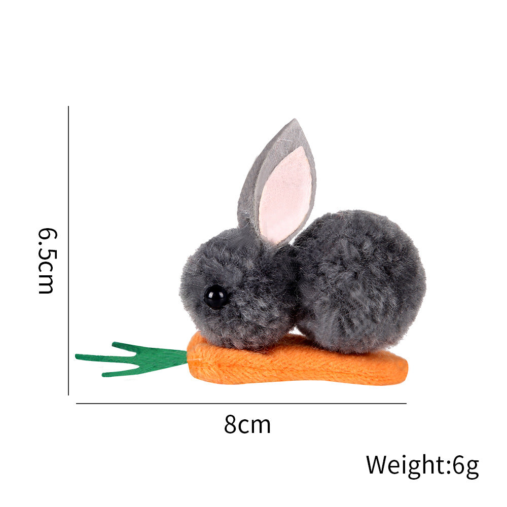 Fluffy Pom Bunny Duckbill Hair Clip - Color_4