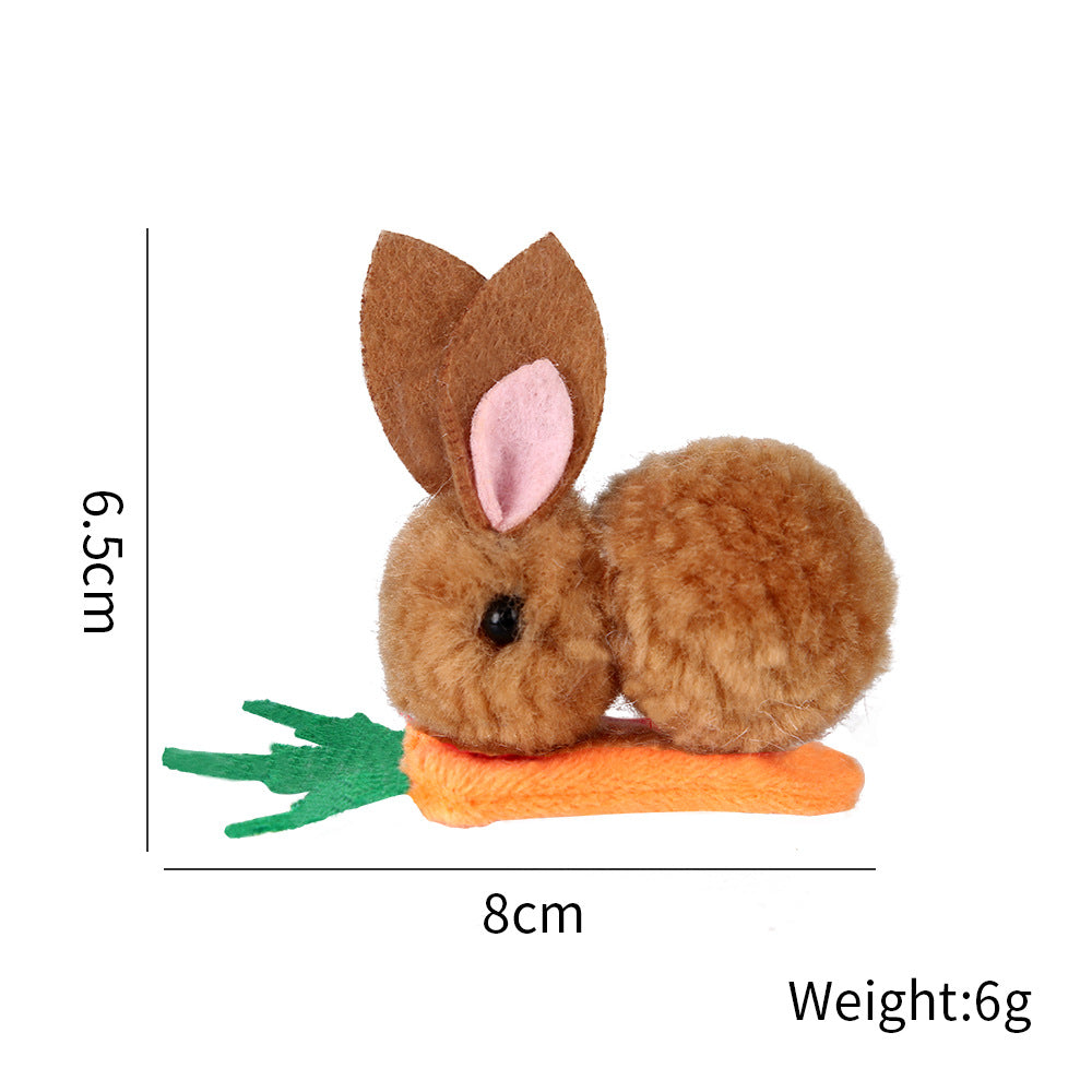 Fluffy Pom Bunny Duckbill Hair Clip - Color_5