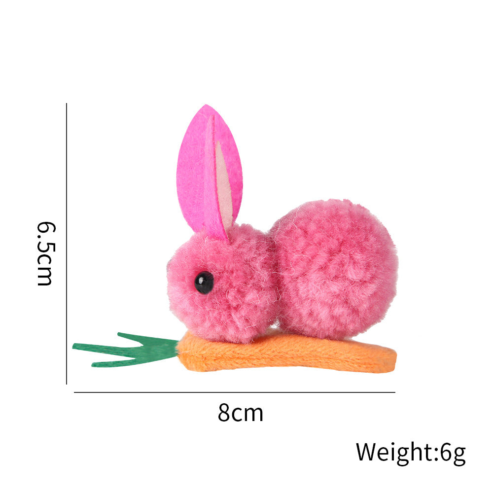 Fluffy Pom Bunny Duckbill Hair Clip - Color_7