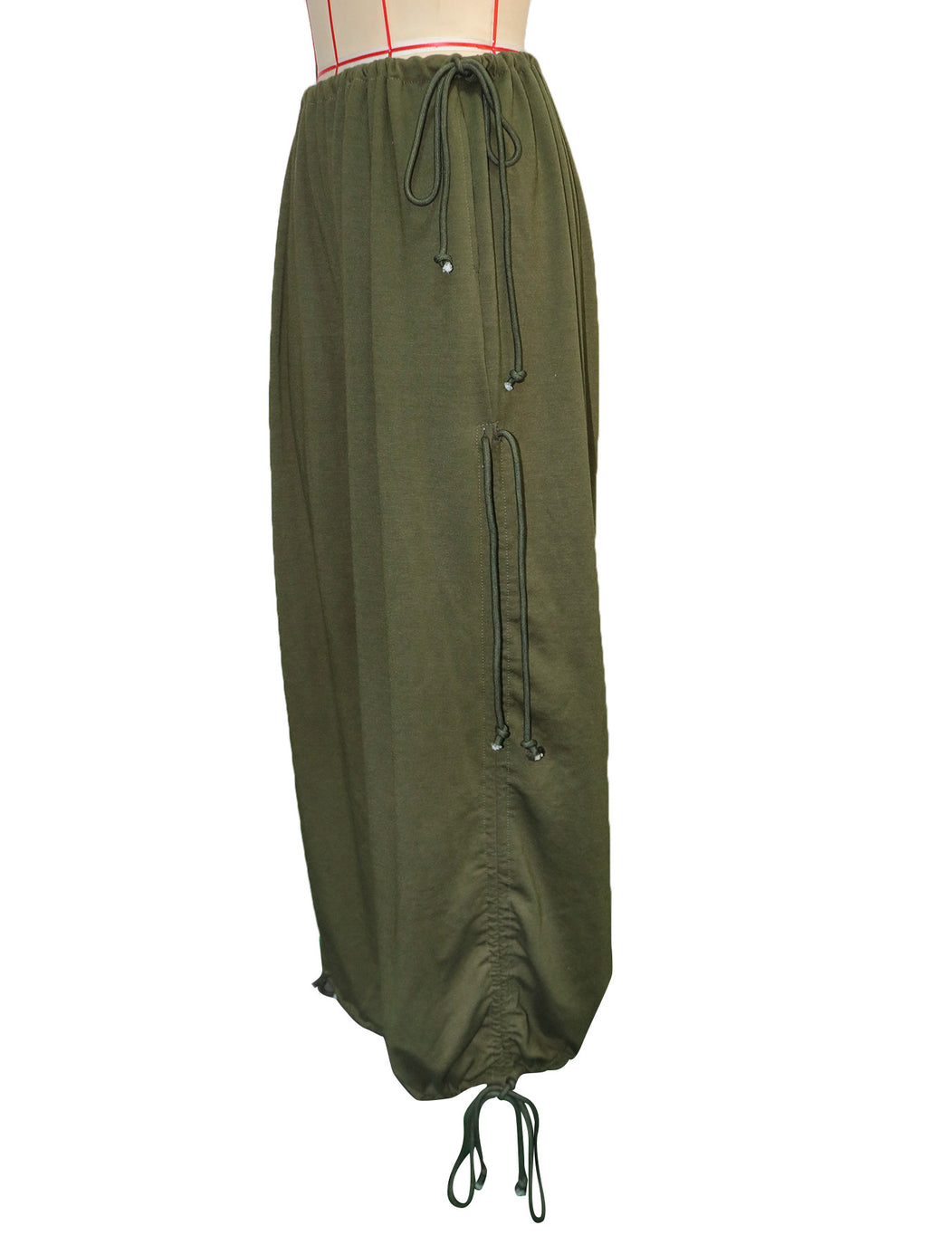 Baggy Ruched Hem Parachute Pants - Green - 1
