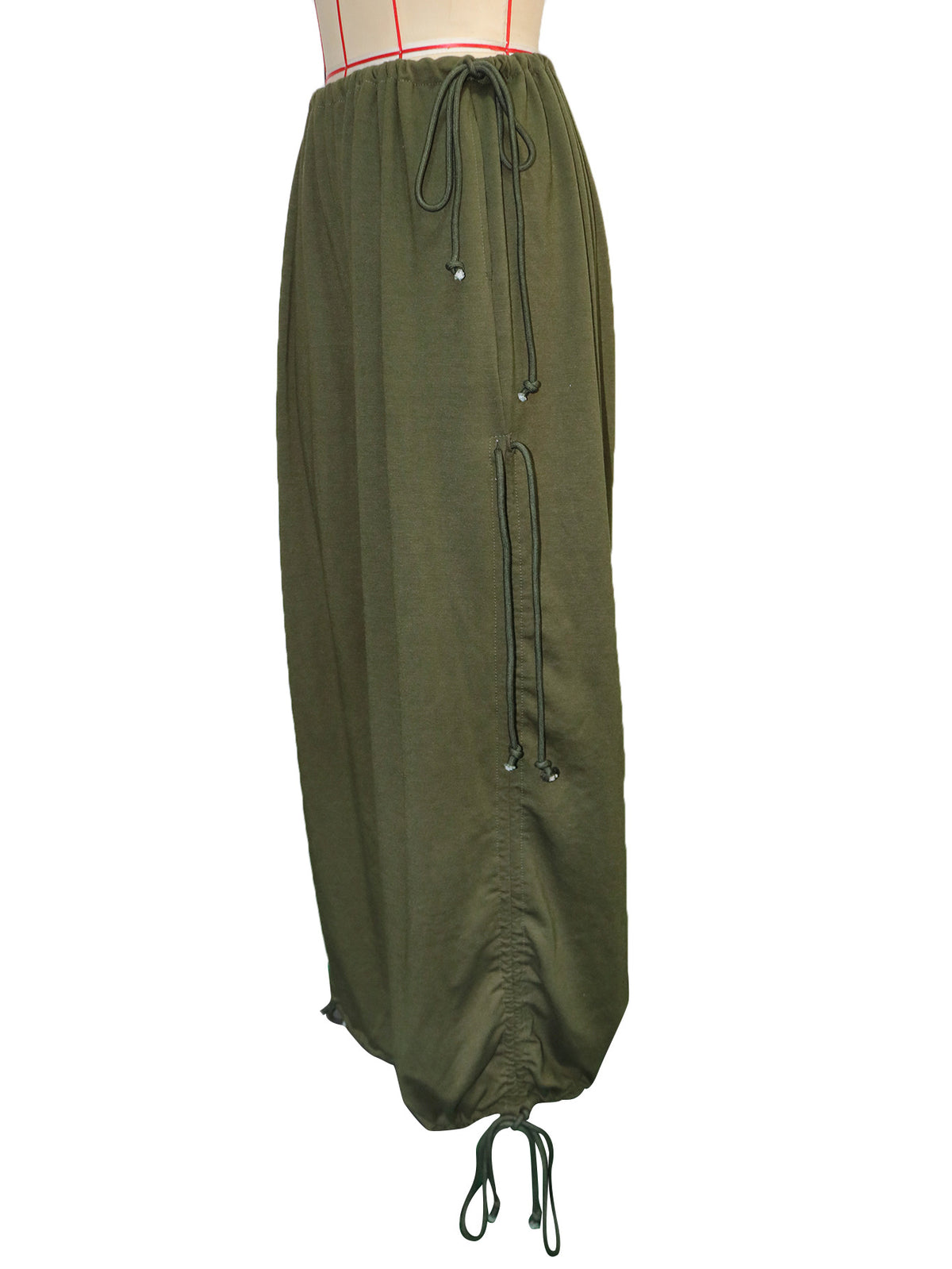 Baggy Ruched Hem Parachute Pants - Green - 1