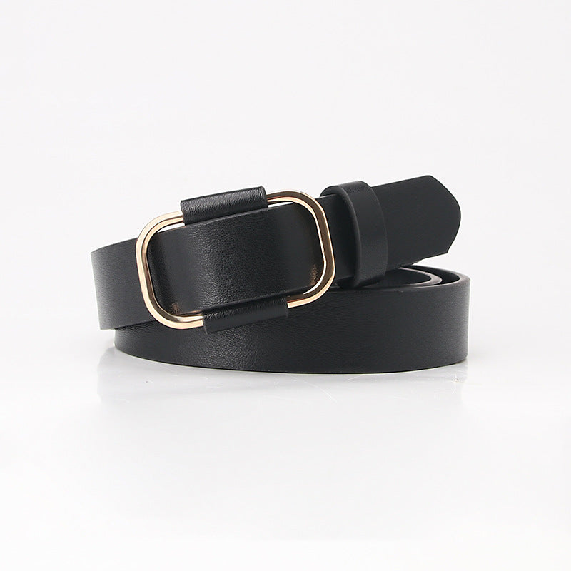 Holeless Adjustable Skinny Faux Leather Belt - Black