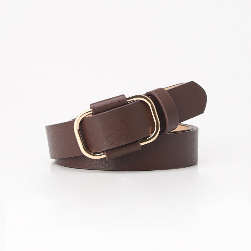 Holeless Adjustable Skinny Faux Leather Belt - Coffee