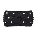 Pearl Dotted Knit Twist Headband - 01Black