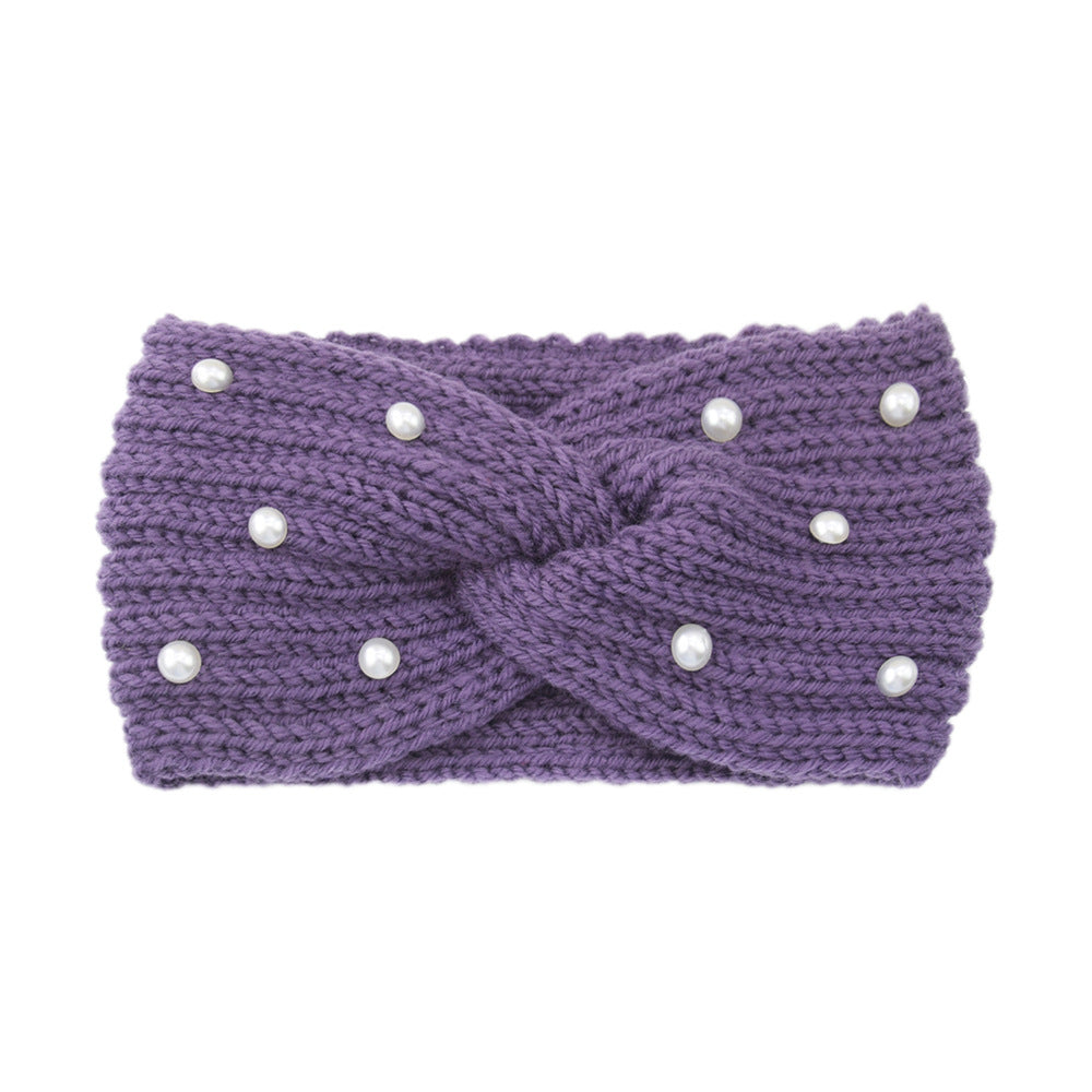 Pearl Dotted Knit Twist Headband - 19Dahlia