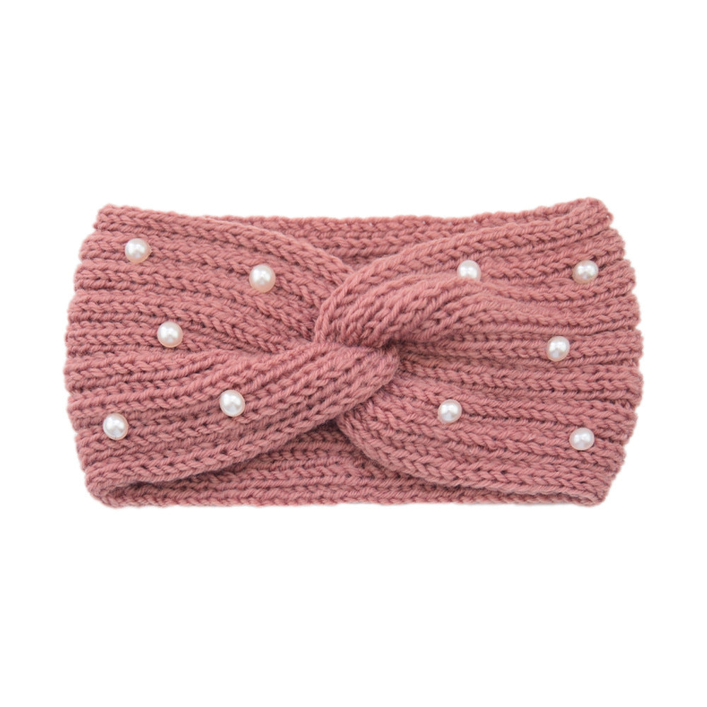 Pearl Dotted Knit Twist Headband - 32DesertSand