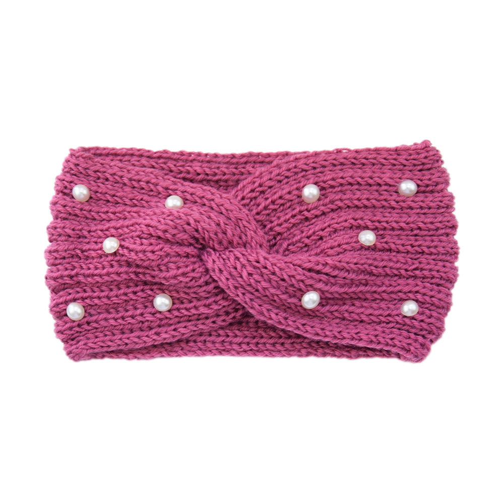 Pearl Dotted Knit Twist Headband - 33LilacRose