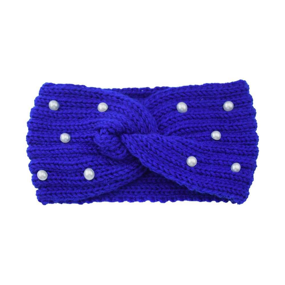 Pearl Dotted Knit Twist Headband - 34Royal
