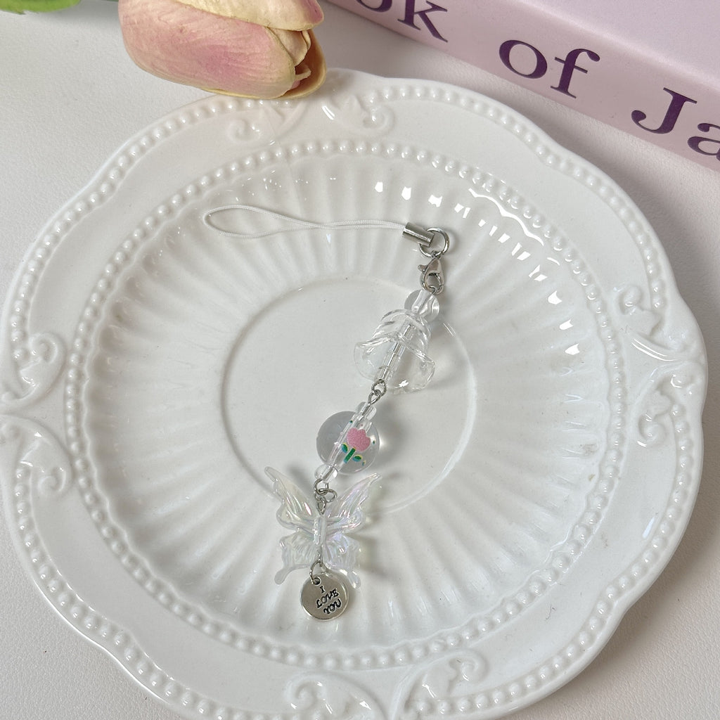 Butterfly Bead Phone Charm Keychain - Color_1