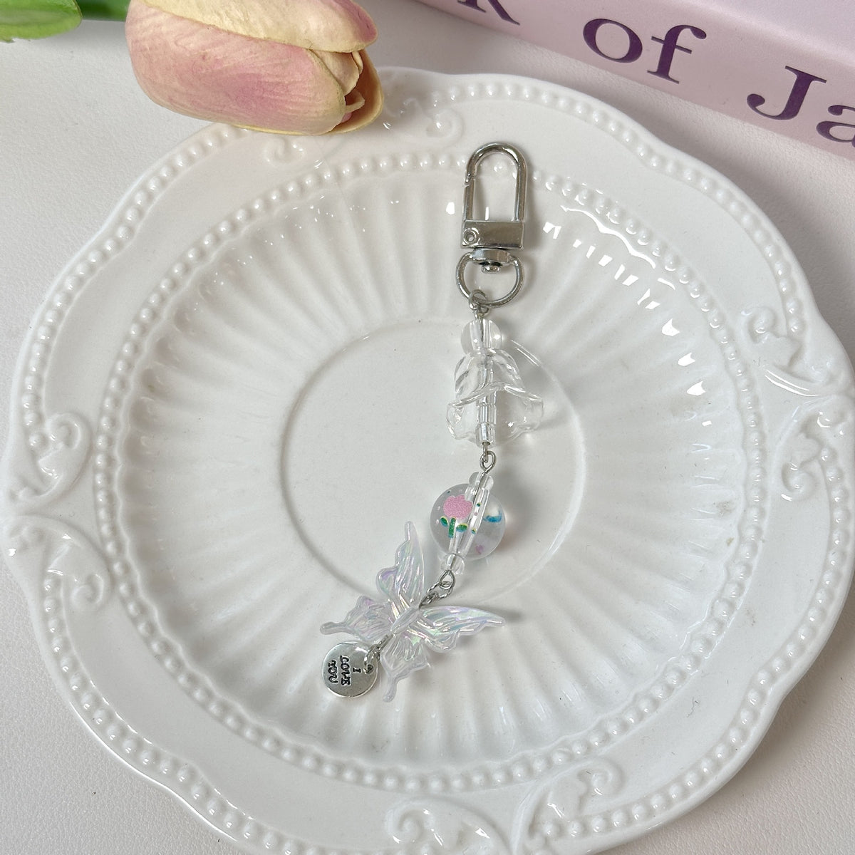 Butterfly Bead Phone Charm Keychain - Color_2