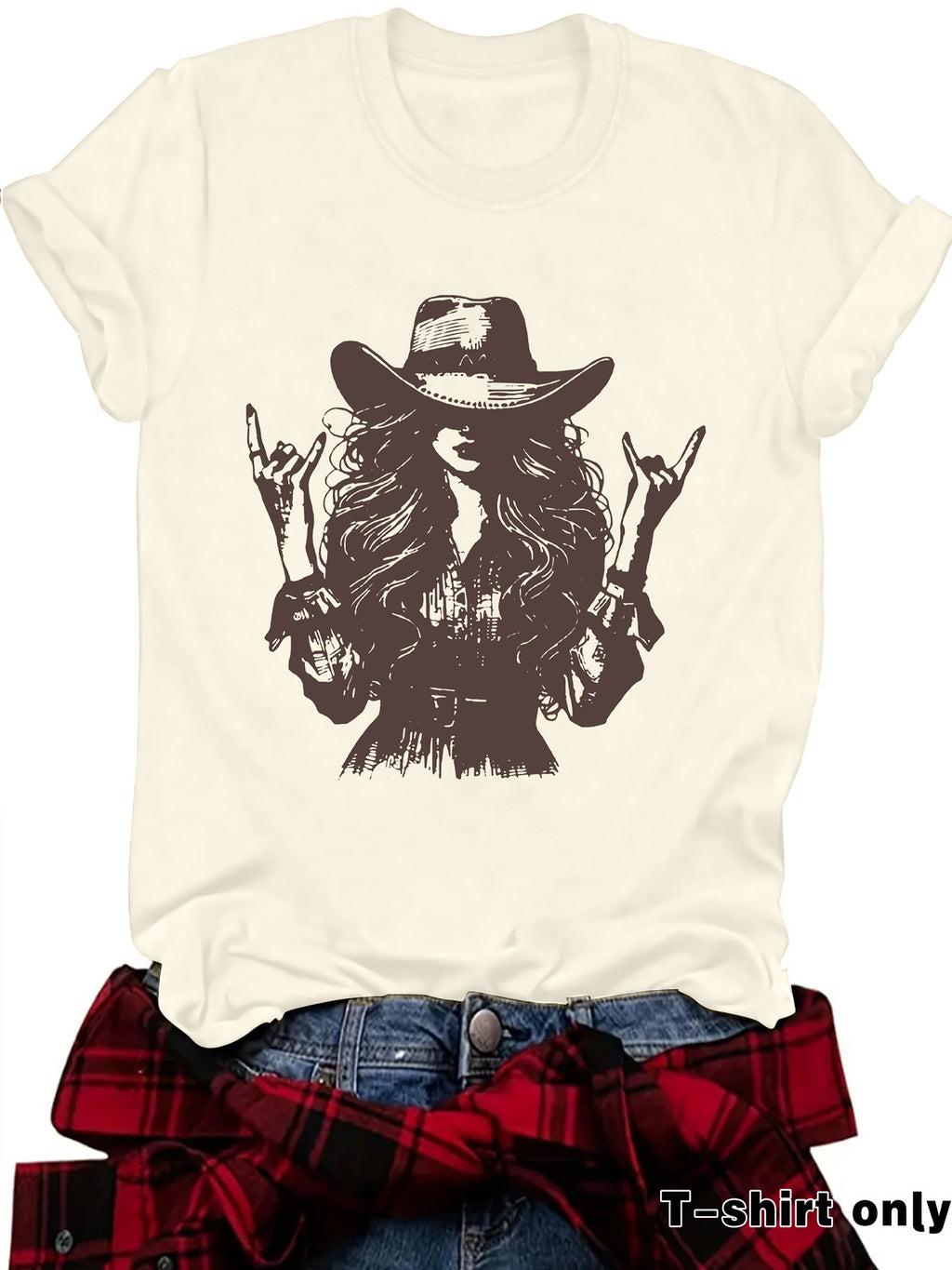 Rodeo Cowgirl Graphic Short Sleeve T-Shirt - Apricot