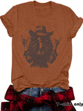 Rodeo Cowgirl Graphic Short Sleeve T-Shirt - Brown