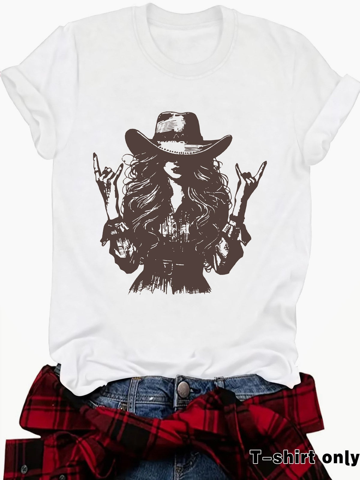 Rodeo Cowgirl Graphic Short Sleeve T-Shirt - White
