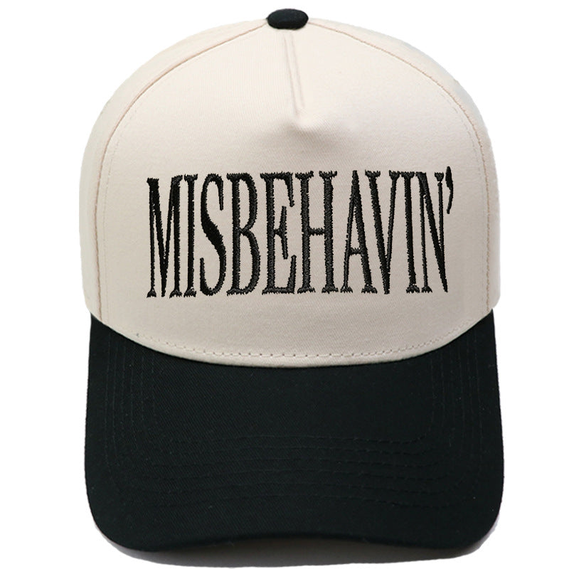 Statement Embroidery Trucker Hat With Contrast Brim - Color_01