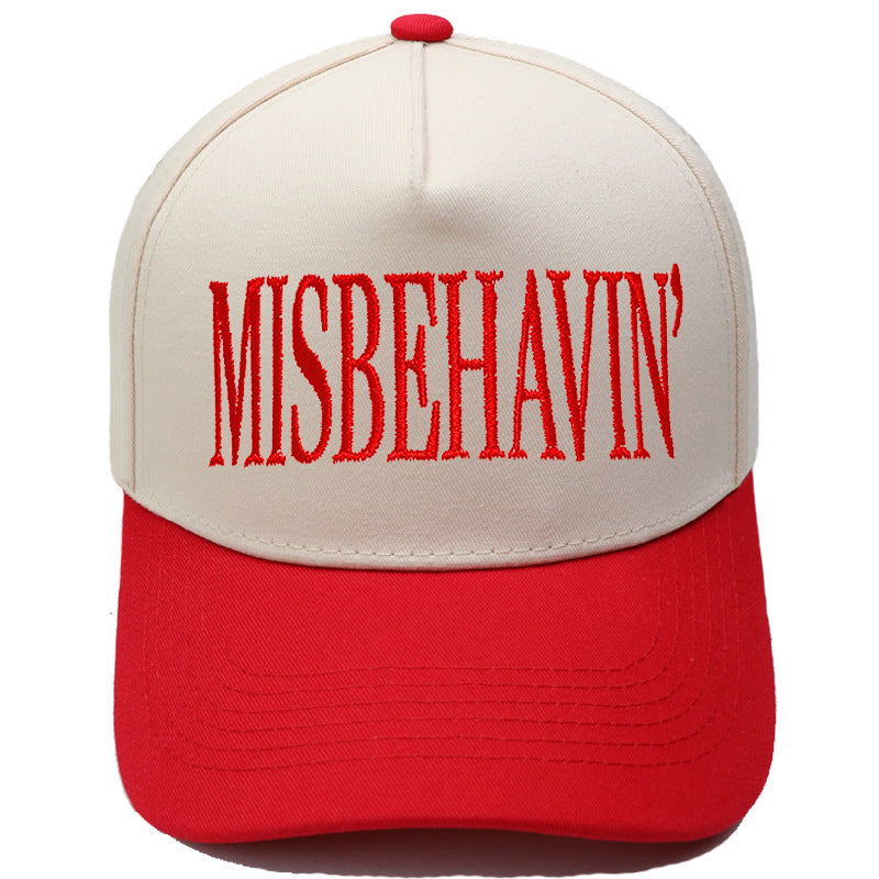 Statement Embroidery Trucker Hat With Contrast Brim - Color_04