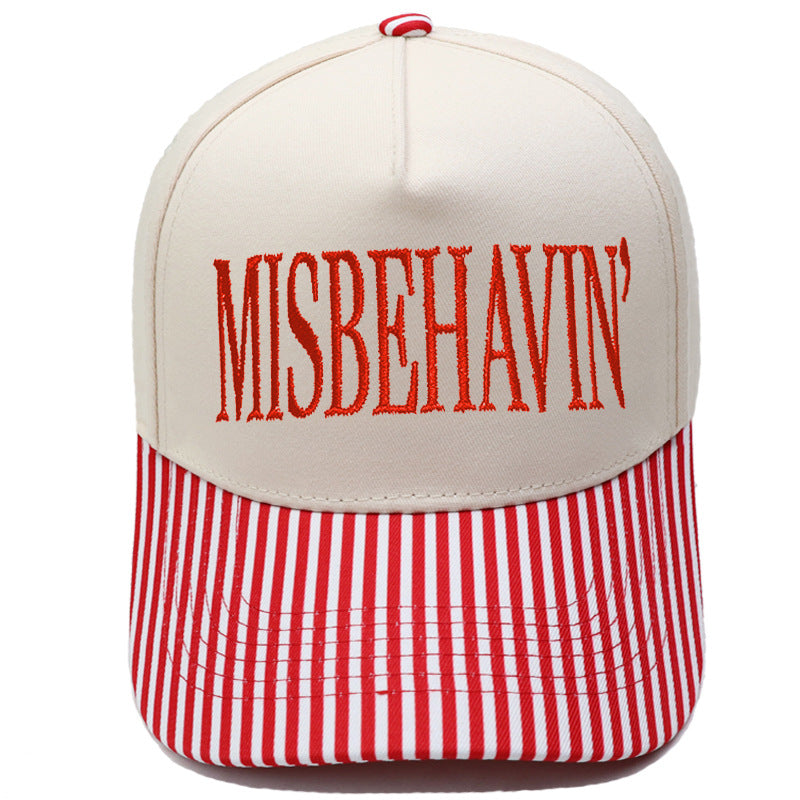 Statement Embroidery Trucker Hat With Contrast Brim - Color_06