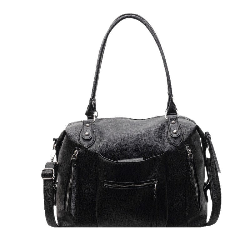 Slouchy Moto Bowling Bag with Zip Pockets
