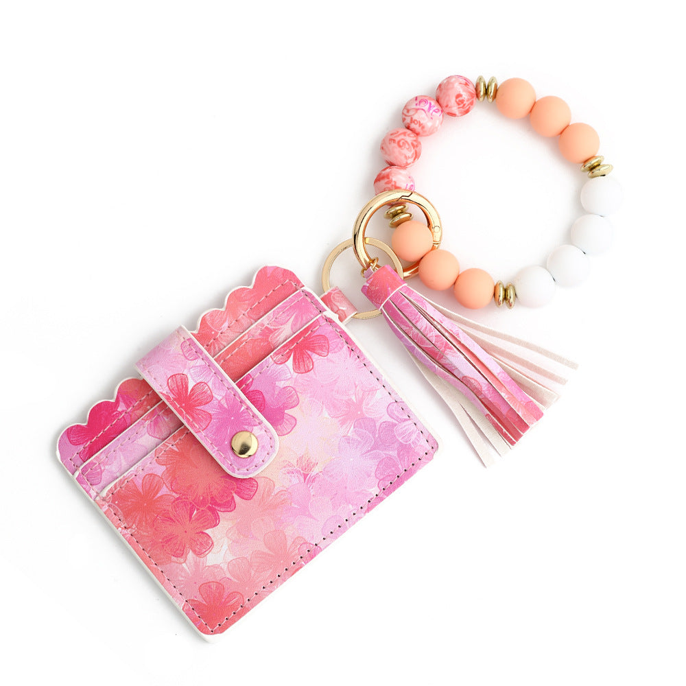 Printed Card Case Wristlet Bangle Keychain - NO-3