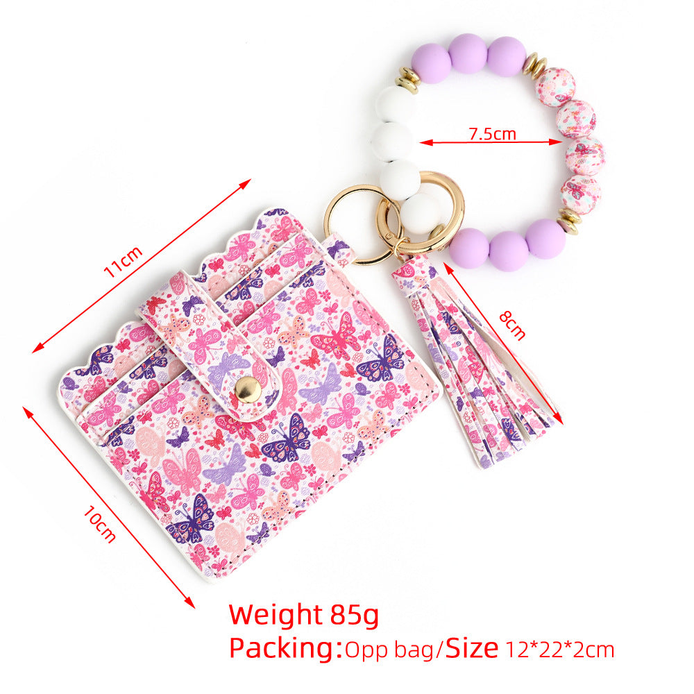 Printed Card Case Wristlet Bangle Keychain - NO-4