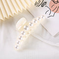 Pearl Trim Acetate Hair Claw Clip - White_L