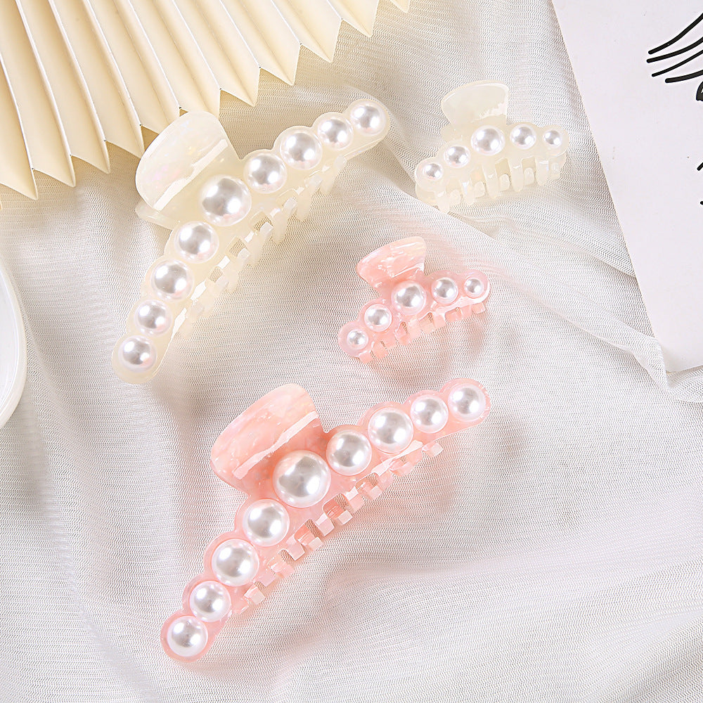 Pearl Trim Acetate Hair Claw Clip
