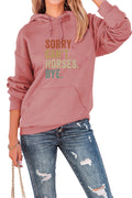 Horse Lover Slogan Print Pullover Hoodie - Rose gold