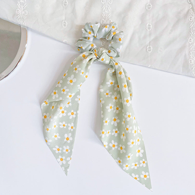 Ditsy Floral Scarf Tie Hair Band - Green
