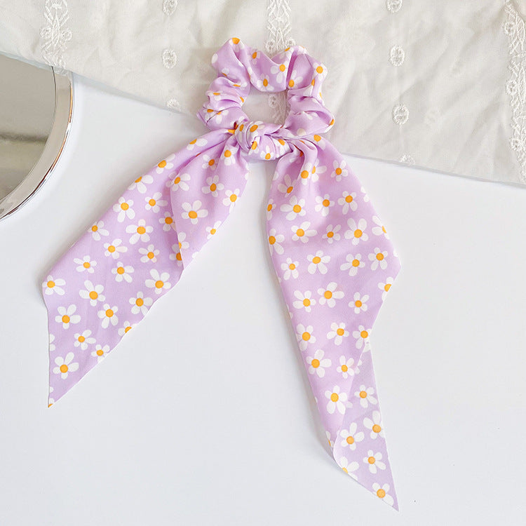 Ditsy Floral Scarf Tie Hair Band - Purple