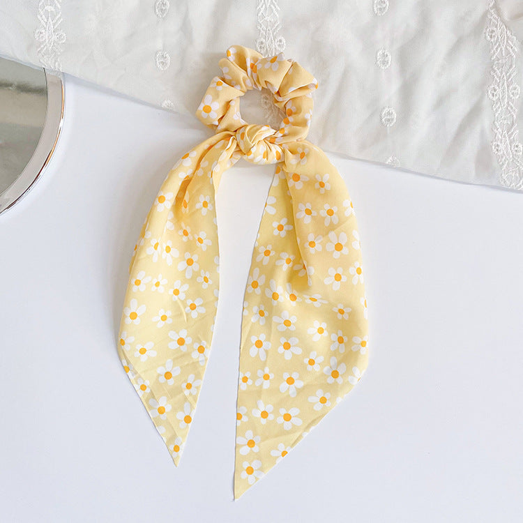 Ditsy Floral Scarf Tie Hair Band - Yellow