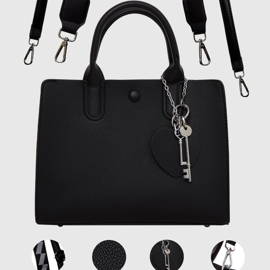 Structured Top Handle Tote With Key Charm