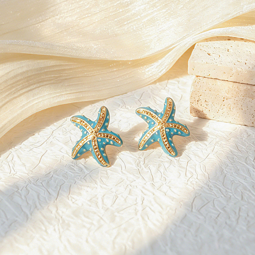 Seaside Shell & Starfish Charm Drop Earrings - NO-1
