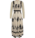 Folk Embroidered Tiered Maxi Dress - Apricot