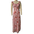 Floral Ruffle Strap Backless Maxi Dress - Pink