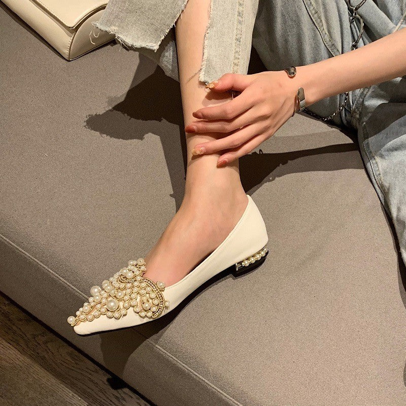 Pearl Embellished Pointed Toe Flats
